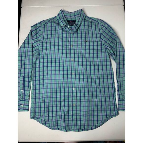 Vineyard Vines Poplin Button-down Shirt Men's Aquinnah Aqua Barrel Cuffs Size M - Picture 4 of 7